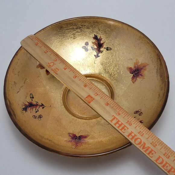 Glass Gold Leaf Bowl Crinkle Foil Decorative Fall Leaves Plate Fall Season - Picture 3 of 12